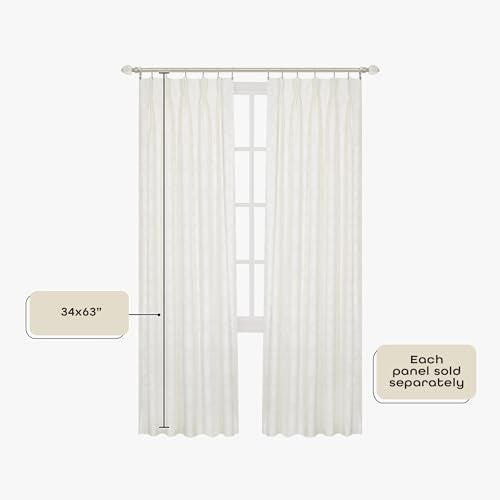 ACHIM Windsor Room Darkening Pinch Pleat Panel Window Curtains - 34 x 63 Inch (Ivory) - Polyester Soft Window Panel Windsor Blackout Drapes - Pleated Shades for Bedroom & Living Room Home Decor - Image 4