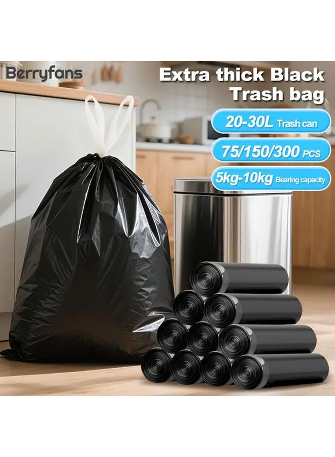 Thickened Large Drawstring Garbage Bags 19 69x17 64 Inch 75Pcs 5 Rolls Heavy Duty - Image 2