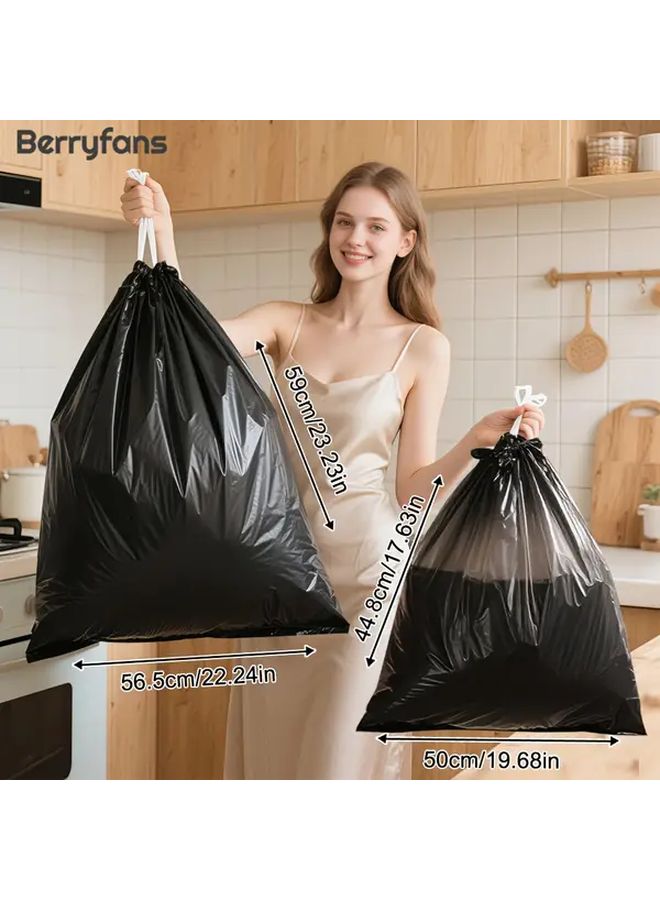 Thickened Large Drawstring Garbage Bags 19 69x17 64 Inch 75Pcs 5 Rolls Heavy Duty - Image 3