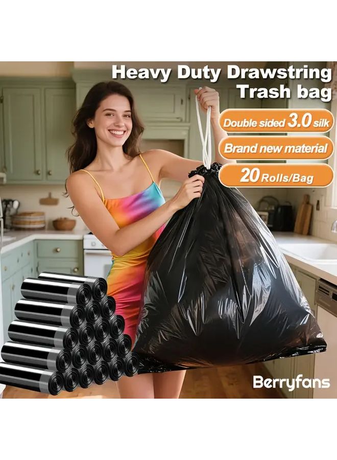 Thickened Large Drawstring Garbage Bags 19 69x17 64 Inch 75Pcs 5 Rolls Heavy Duty - Image 5