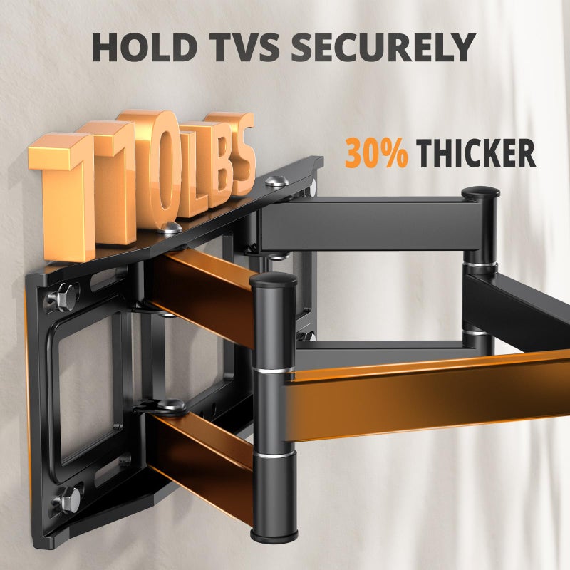 IWORKBOARD 50 55 65 inch Full Motion TV Wall Mount for 32-70 inch TV Bracket, Dual articulating Arms Mount, Tilt Swivel Extension Level, Max VESA 400x400mm, 16" Studs, 110 lbs,Fit Most 40 43 50+ TVs - Image 2