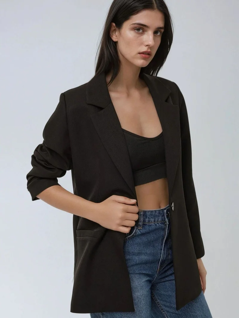 زوبعة جاكيت بليزر ببطانة جلد الفهد