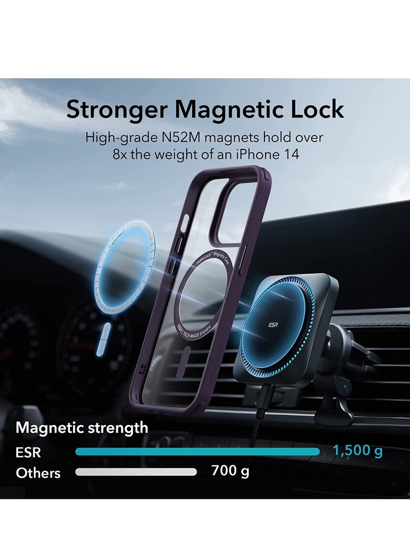 iPhone 14 Pro Max Case, MagSafe Phone Case Supports Magnetic Wireless Charging, Shockproof Military-Grade Protection, Smooth Grip, Classic Hybrid Cover for iPhone 14 Pro Max, Clear Purple