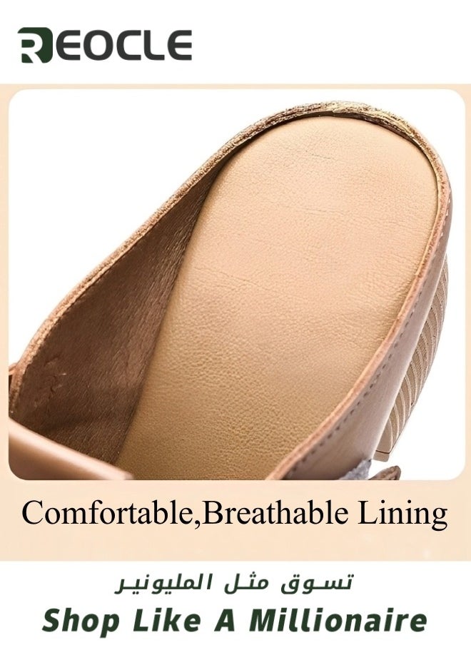 REOCLE - Women's Mules Sandals Slip on Casual Shoes Comfortable Closed Toe Dressy Wedge Mule Breathable Wedge Sandals Summer Sandals for Walking - Image 1