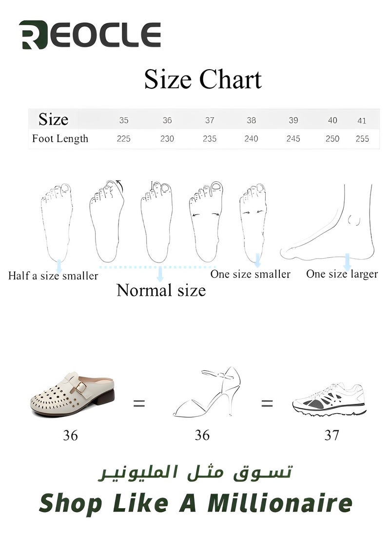 REOCLE - Women's Mules Sandals Slip on Casual Shoes Comfortable Closed Toe Dressy Wedge Mule Breathable Wedge Sandals Summer Sandals for Walking - Image 1