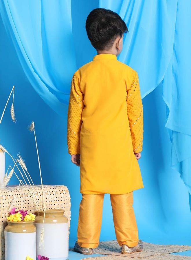 PRASHA Boys' Yellow Kurta Pyjama Set - Image 3