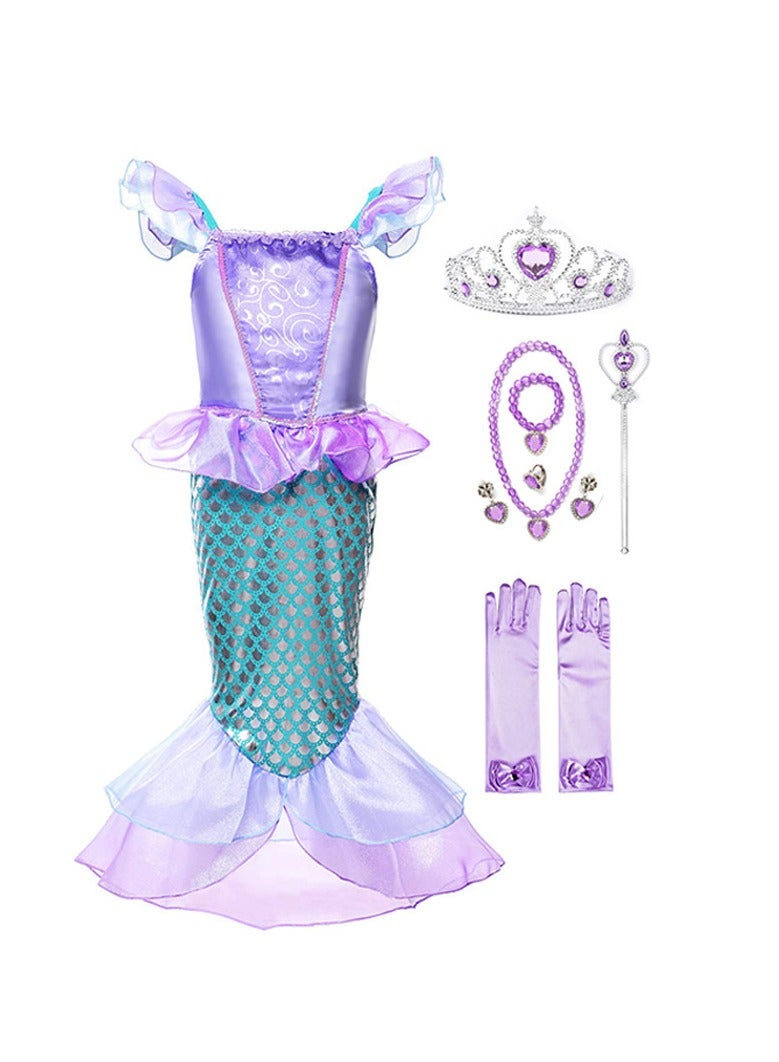 Princess Mermaid Dress — Costume for Girls, Fancy Dress, Birthday Party Cosplay Outfit, Princess Dresses for Girls, Kids Clothes, 120cm - Image 1
