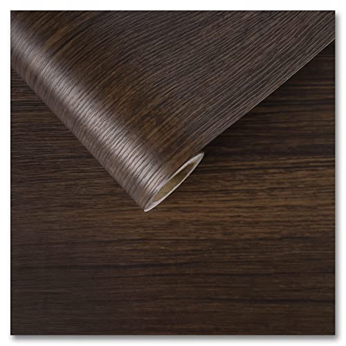 CRE8TIVE Dark Brown Wood Contact Paper Distressed Wood Look Wallpaper Peel and Stick Countertops Waterproof Brown Contact Paper Self Adhesive Textured Wallpaper Vinyl Wrap for Bedroom Kitchen 12"x80" - Image 1