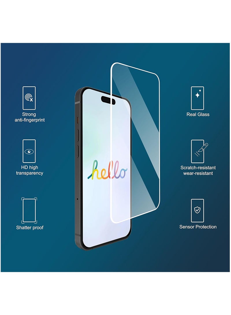 3 عبوات من واقي الشاشة لهاتف iPhone 15 و3 عبوات من واقي عدسة الكاميرا، حافظة متوافقة مع جزيرة ديناميكية، طبقة زجاجية مقسى صديقة للبيئة - Image 2