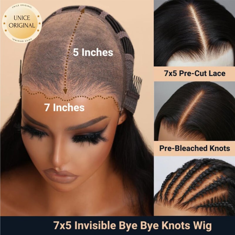 UNICE Bye Bye Knots Bob Wig Human Hair Bleached Invisible Knots 7x5 Lace Front Wigs Human Hair Pre Everything Glueless Wigs Pre Plucked Pre Cut Lace 10 inch - Image 3
