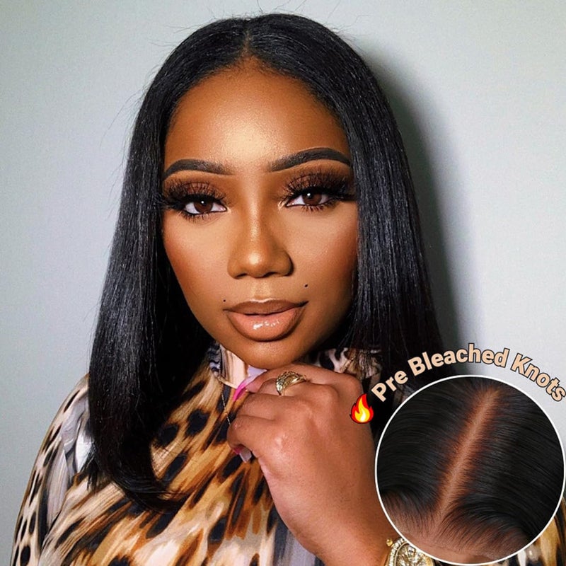 UNICE Bye Bye Knots Bob Wig Human Hair Bleached Invisible Knots 7x5 Lace Front Wigs Human Hair Pre Everything Glueless Wigs Pre Plucked Pre Cut Lace 10 inch - Image 2