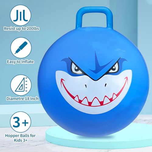 Hymaz Bounce Balls with Handles for Kids, 3 Pack Hopper Ball for Kids 3-6, Hippity Hop Balls 18 Inch with Air Pump, Jumping Bouncing Ball Ride On Toys for Sports Games Balance Exercise Indoor Outdoor Fun - Image 4