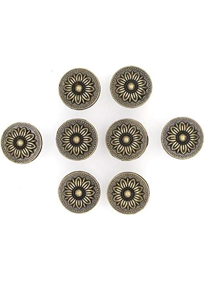 8 PCs Vintage Antique Brass Knobs Handles Pulls with Flower Pattern for Cabinet Drawer Door - Image 2