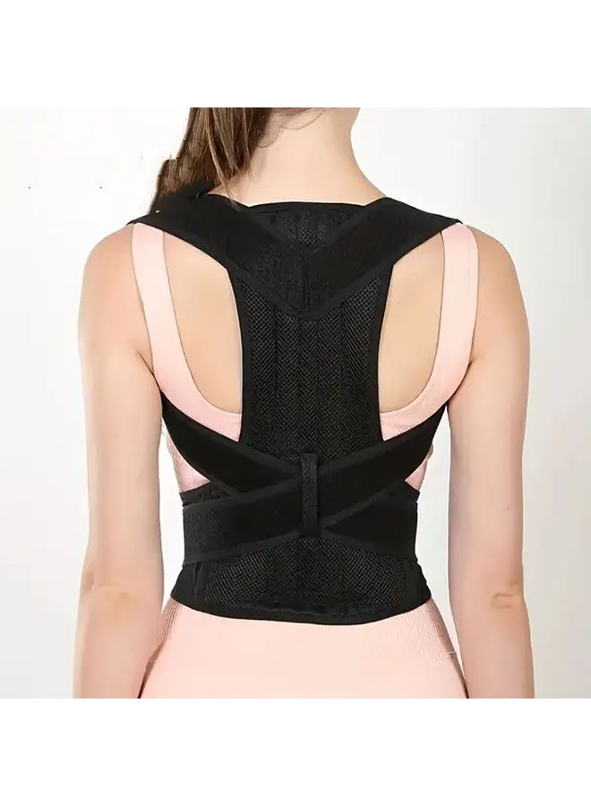 Black XL Adjustable Back Posture Corrector Anti Hunch Support Belt For Men Women - Image 5