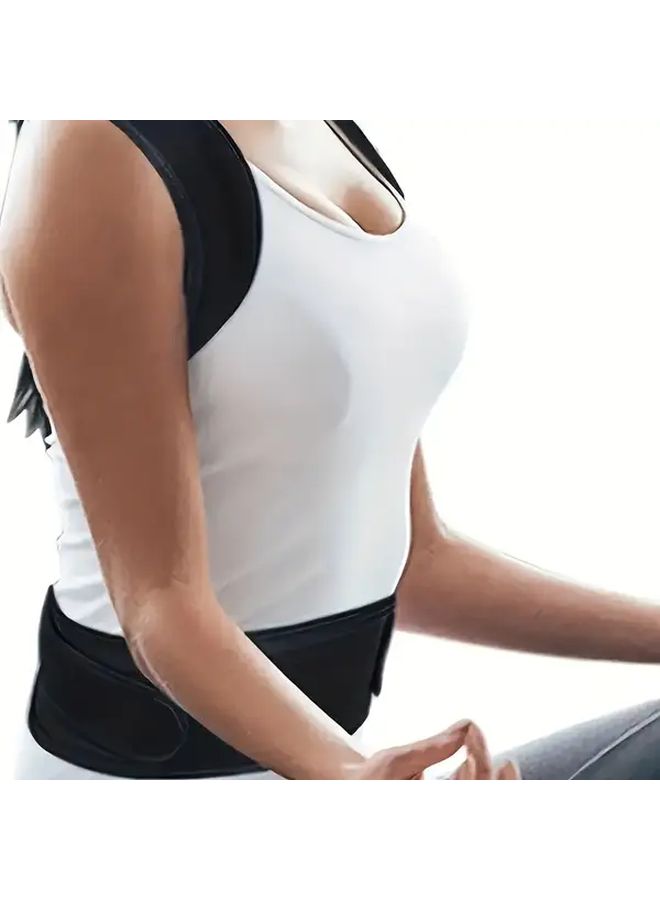 Black XL Adjustable Back Posture Corrector Anti Hunch Support Belt For Men Women - Image 4
