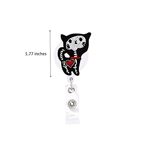 Rockapatch Halloween Cat Badge Reel, X-Ray Tech Radiology Badge Reel, Goth Emo Retractable Name Card Badge Holder Reel with Alligator Clip, 24 inches Thick Pull Cord - Image 3
