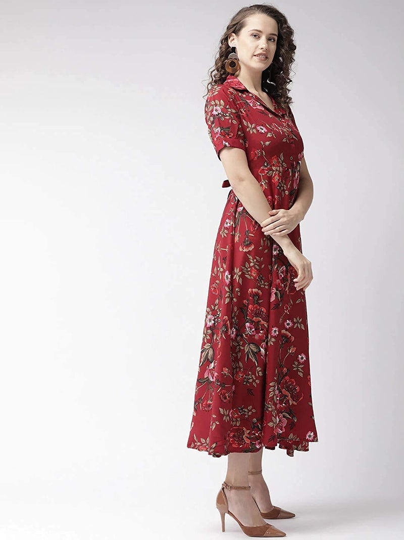 PATLANI Women Crepe Full Stiched Maxi Dress(Mexi-Maroon-S) - Image 3
