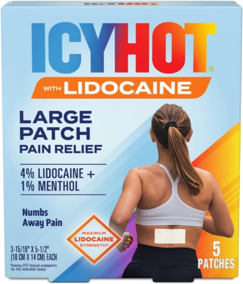Icy Hot لصقات تخفيف الألم ماكس سترينث ليدوكائين 5 عددي تخترق لتخفيف سريع مستهدف - Image 1