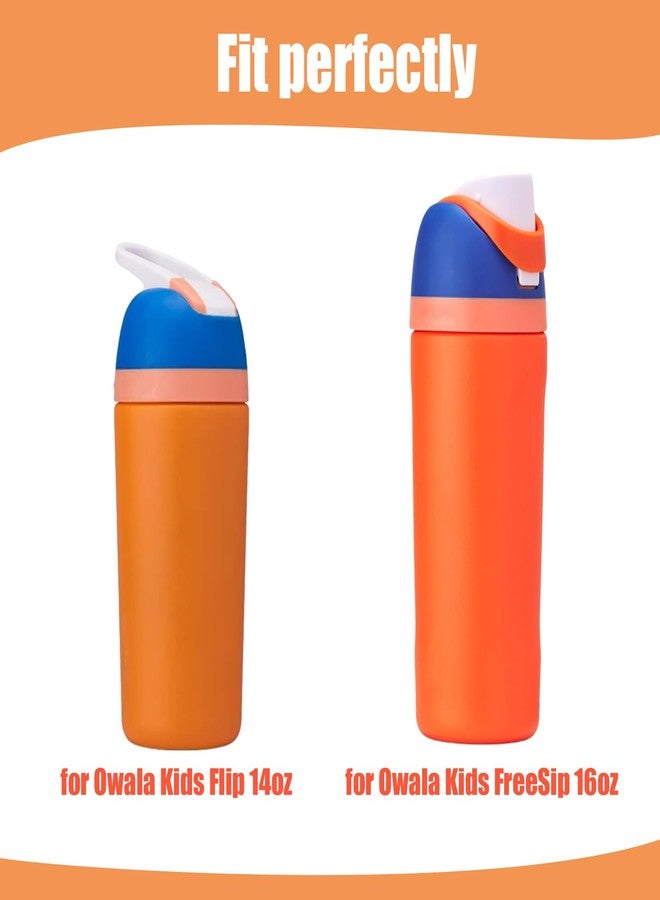 Mity rain 2PCS Protective Boot Compatible with Owala Kids Water Bottle 16 oz &14 oz, Silicone Boot Accessories for Owala Kids FreeSip 16oz & Flip 14oz (Orange) - Image 4