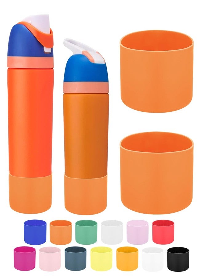 Mity rain 2PCS Protective Boot Compatible with Owala Kids Water Bottle 16 oz &14 oz, Silicone Boot Accessories for Owala Kids FreeSip 16oz & Flip 14oz (Orange) - Image 1