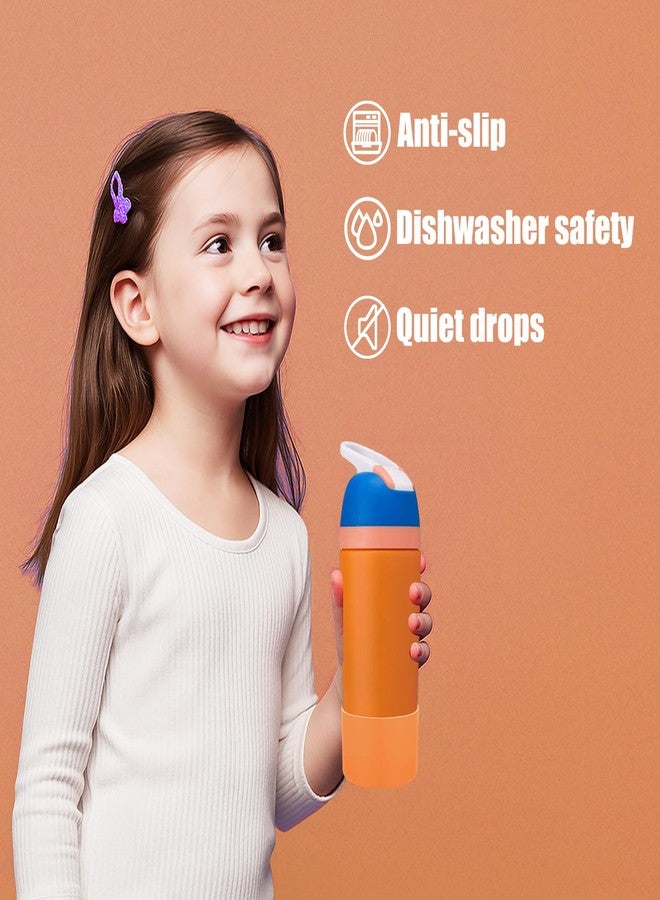 Mity rain 2PCS Protective Boot Compatible with Owala Kids Water Bottle 16 oz &14 oz, Silicone Boot Accessories for Owala Kids FreeSip 16oz & Flip 14oz (Orange) - Image 2