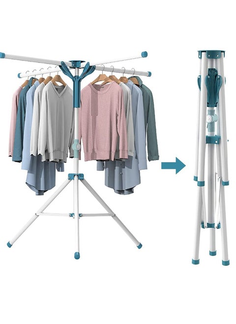 Tripod Clothes Drying Rack with 4 Branches, Foldable Stainless Steel Garment Dryer Stand for Indoor Outdoor Saving Space