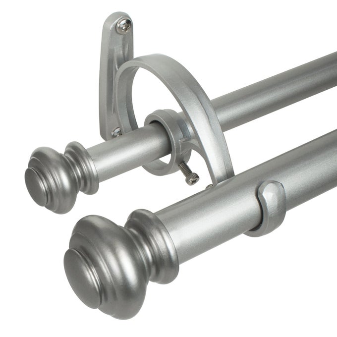 URN TELESCOPING DOUBLE DRAPERY ROD SET 3672 ANTIQUE SILVER
