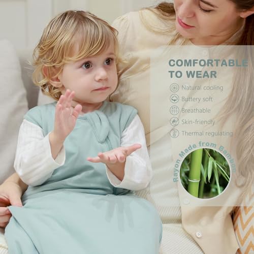 Mosebears Unisex Baby Sleep Sack 1.0 TOG, Supersoft Rayon Made from Bamboo Wearable Blanket with 2-Way Zipper(Sage,6-18 Months) - Image 2