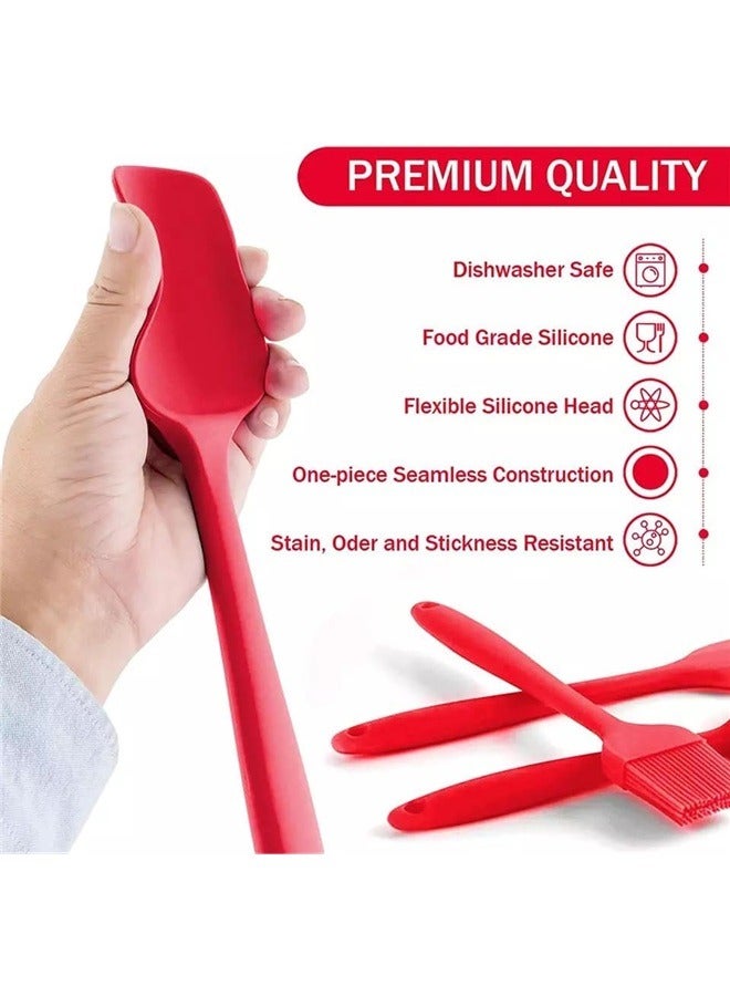 5-Piece Silicone Baking Utensil Set Red，5-Piece Silicone Spatula Set with Egg Whisk  Basting Brush – Heat Resistant, Non-Stick, BPA-Free Kitchen Utensils for Cooking, Baking  Grilling  - Image 4