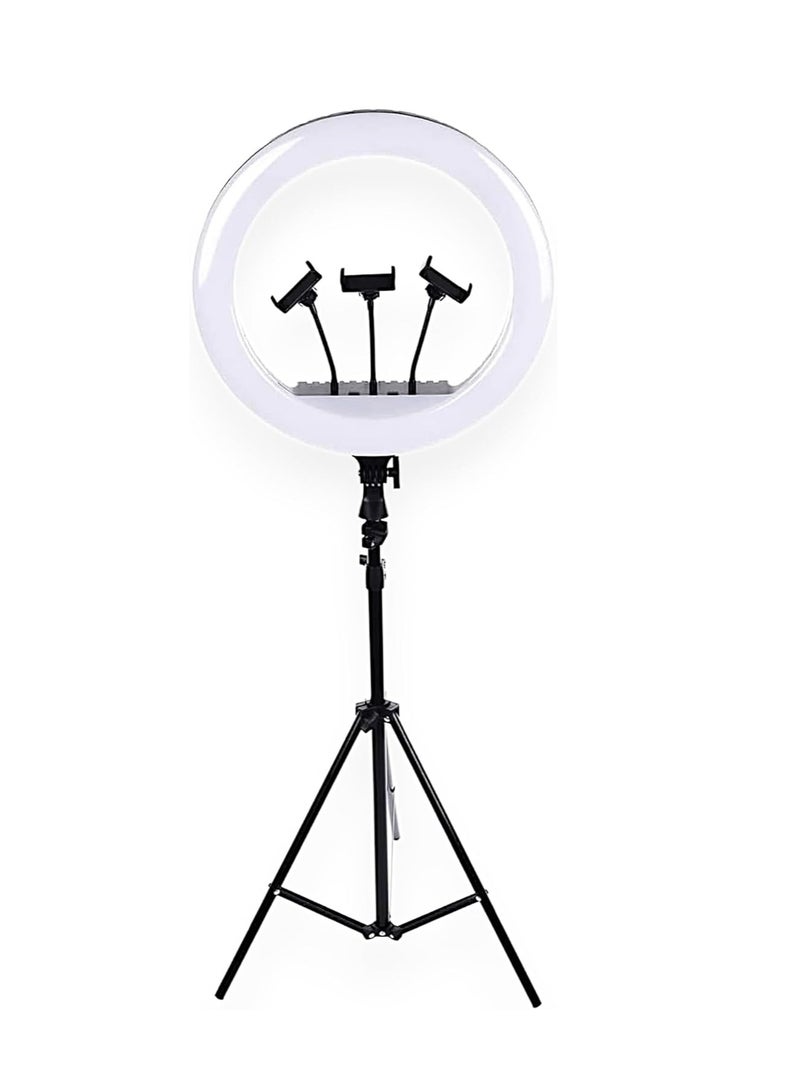 LED Ring Light with 3 Color Modes, Dimmable 72W for YouTube, Photography, Video, Live Streaming, TikTok, Makeup, and Vlogging (Includes 3 Stands + Remote Control, NP-21 + Stand) - Image 1