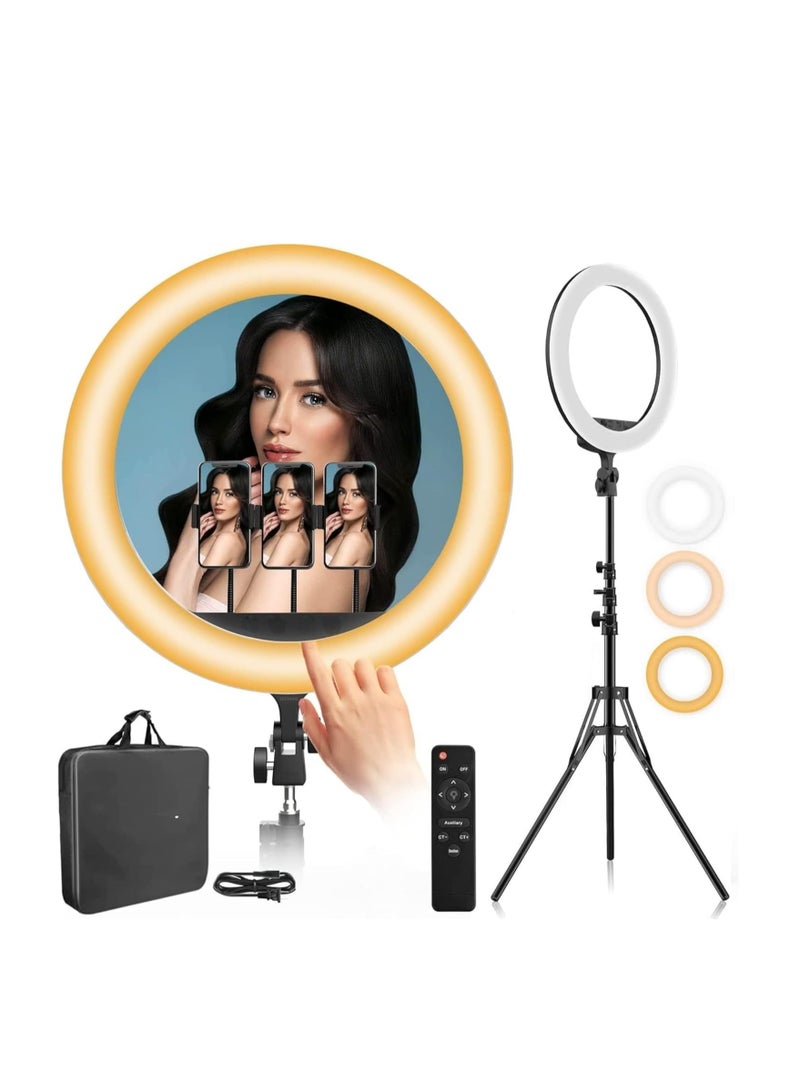 LED Ring Light with 3 Color Modes, Dimmable 72W for YouTube, Photography, Video, Live Streaming, TikTok, Makeup, and Vlogging (Includes 3 Stands + Remote Control, NP-21 + Stand) - Image 2