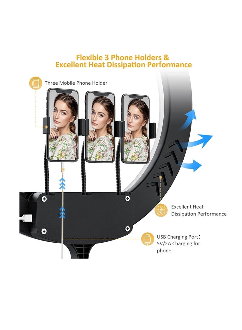 LED Ring Light with 3 Color Modes, Dimmable 72W for YouTube, Photography, Video, Live Streaming, TikTok, Makeup, and Vlogging (Includes 3 Stands + Remote Control, NP-21 + Stand) - Image 3