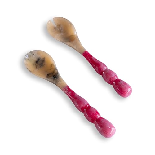 Beatriz Ball RESIN Rio Bubble Salad Servers (Red) – Hand-Poured, Stylish, Lightweight & One-of-a-Kind Artisanal Serveware - Image 1