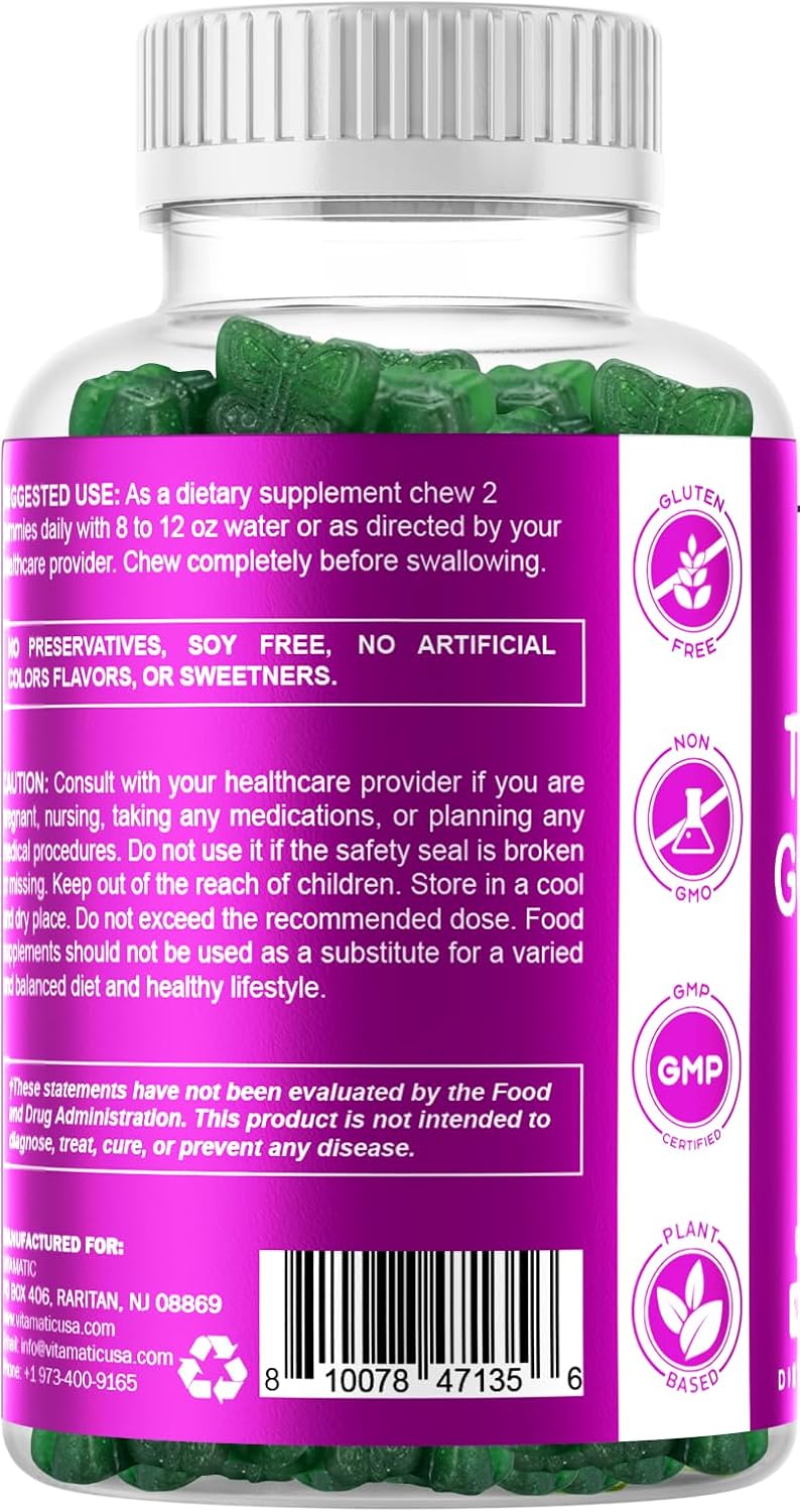 Vitamatic Vegan Thyroid Support Gummies with Iodine  Kelp  60 Count Improve Your Energy  Increase Metabolism  PlantBased - Image 3