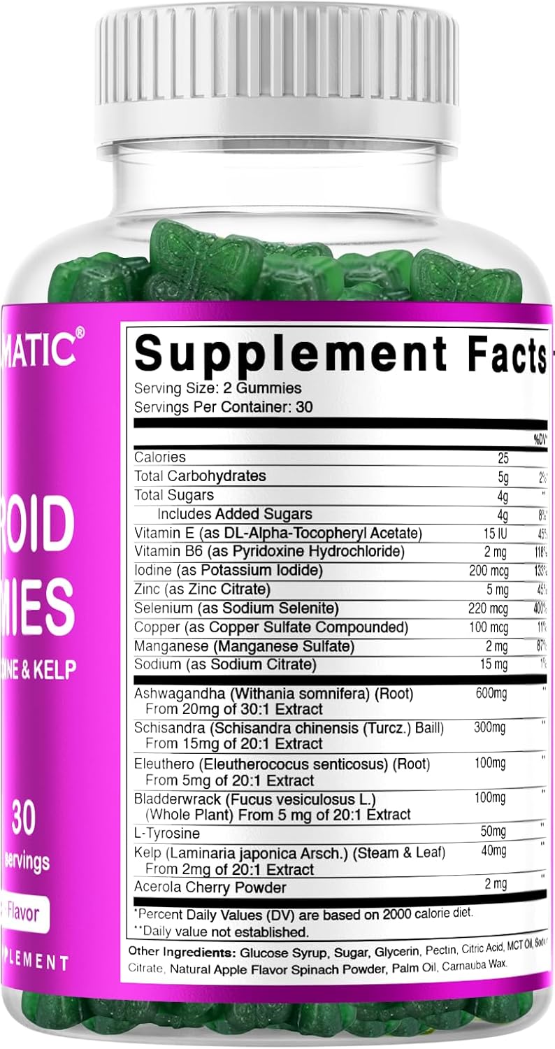 Vitamatic Vegan Thyroid Support Gummies with Iodine  Kelp  60 Count Improve Your Energy  Increase Metabolism  PlantBased - Image 2