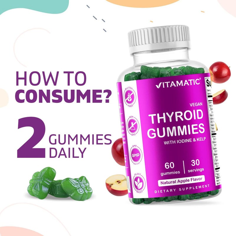 Vitamatic Vegan Thyroid Support Gummies with Iodine  Kelp  60 Count Improve Your Energy  Increase Metabolism  PlantBased - Image 5