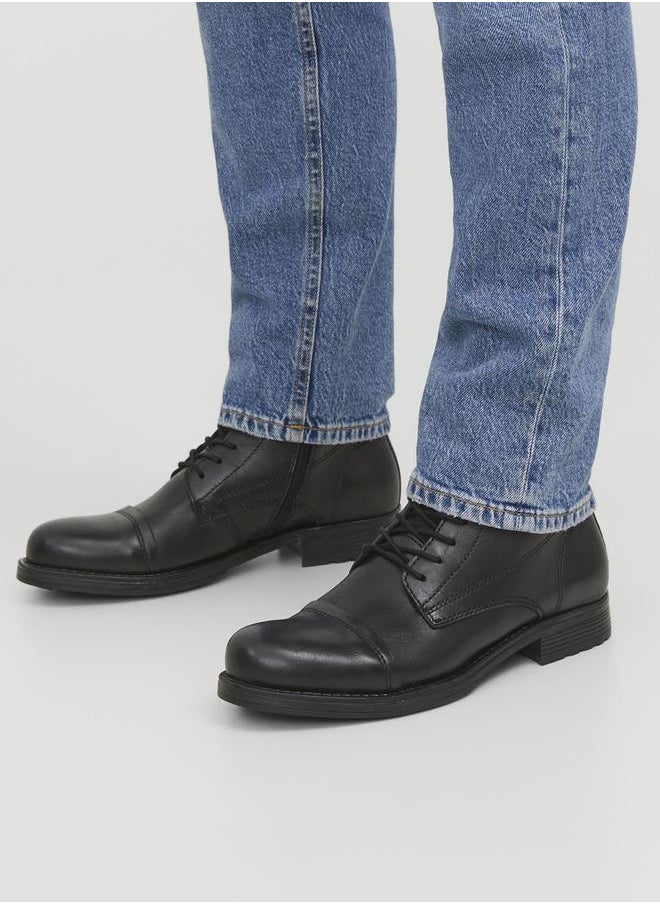JACK & JONES Lace Up Round Toe Leather Boots  - Image 1