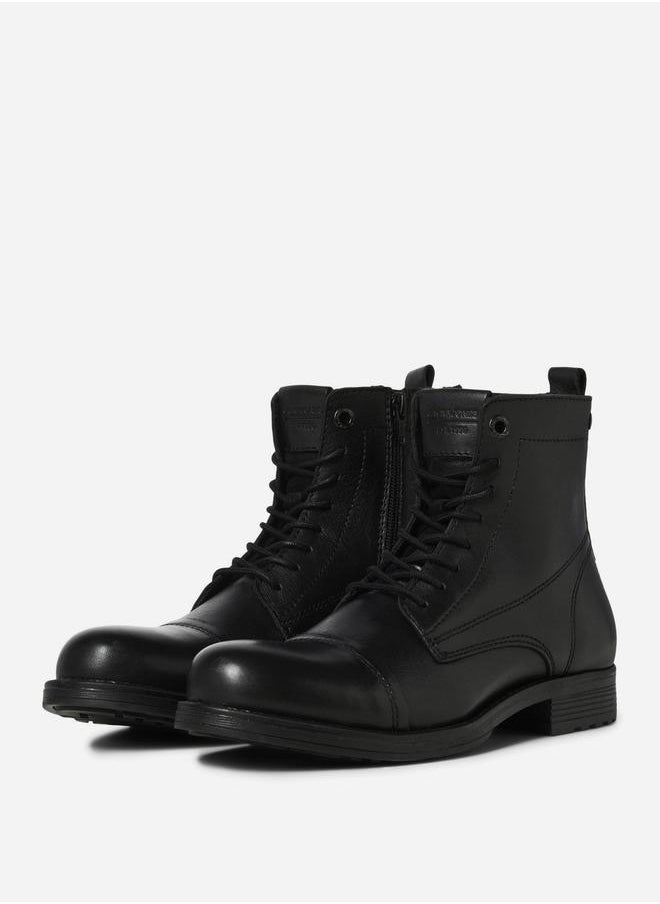 JACK & JONES Lace Up Round Toe Leather Boots  - Image 4