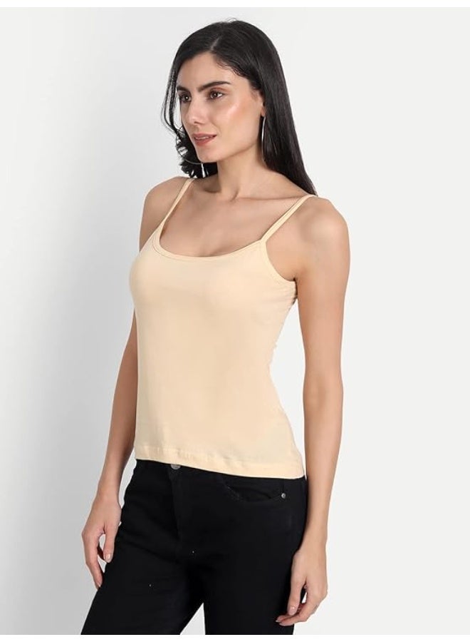 Aimly Women Cotton Camisole Pack of 3 in Beige Color - Image 4