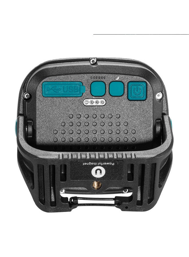 COB Multifunctional Strong Light Floodlight Portable Rechargeable LED Work Light Emergency Night Market Light-Color:w893-2 Built-in Battery Blue - Image 5