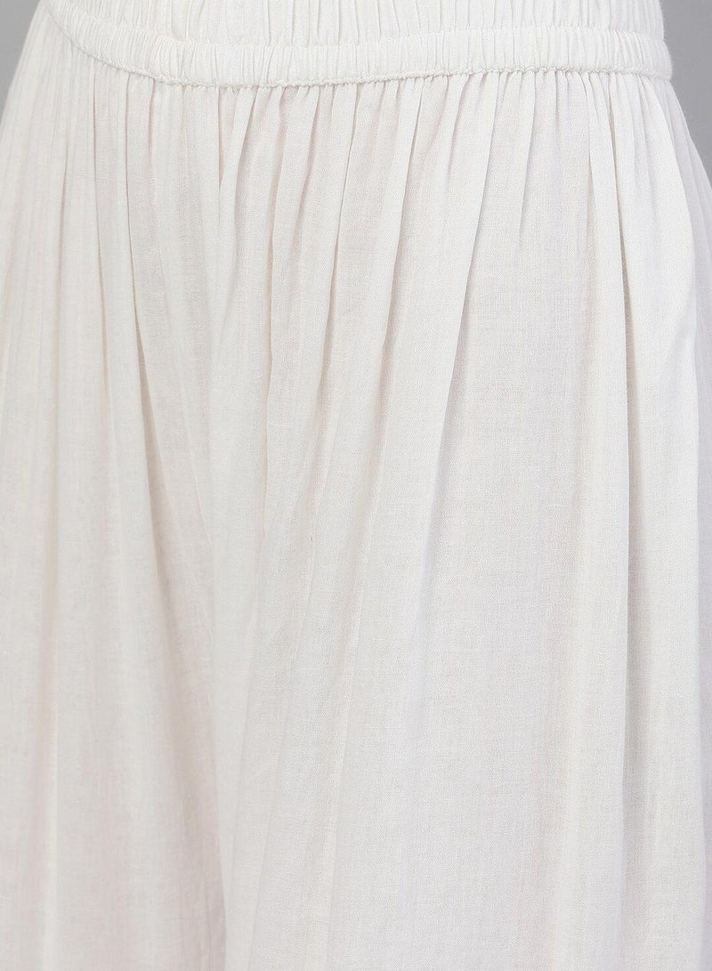 ISHIN Women's White Rayon Self Designed Tunic Upper Full Length Palazzo Bottom Regular Fit Kurta Set - Image 4