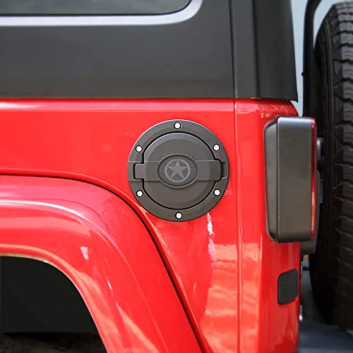 Hoolcar Gas Tank Cap Cover Fuel Filler Cover for JK Gas Cap for Jeep Wrangler JK & Unlimited 2007-2017 Sport Rubicon Sahara, Five Star - Image 2