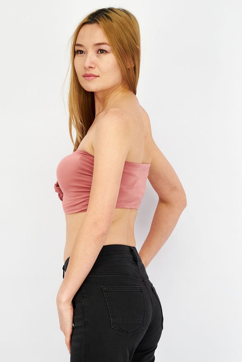 Etam Women Asymmetrical Strapless Solid Tube, Mauve - Image 4