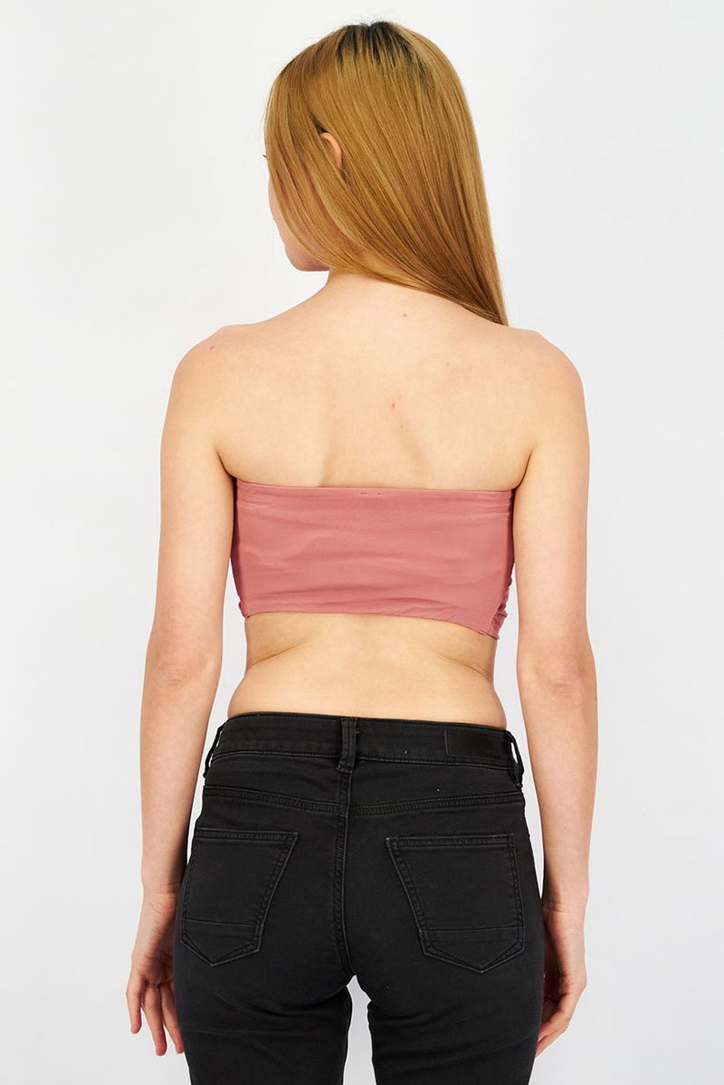 Etam Women Asymmetrical Strapless Solid Tube, Mauve - Image 4