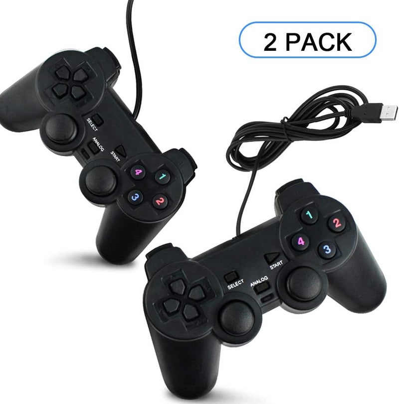 SQDeal 2 Pack USB Joystick Gamepad Gaming Pad Wired Controller with Double Vibration Feedback Motors for PC Computer Laptop Window (Black) - Image 3