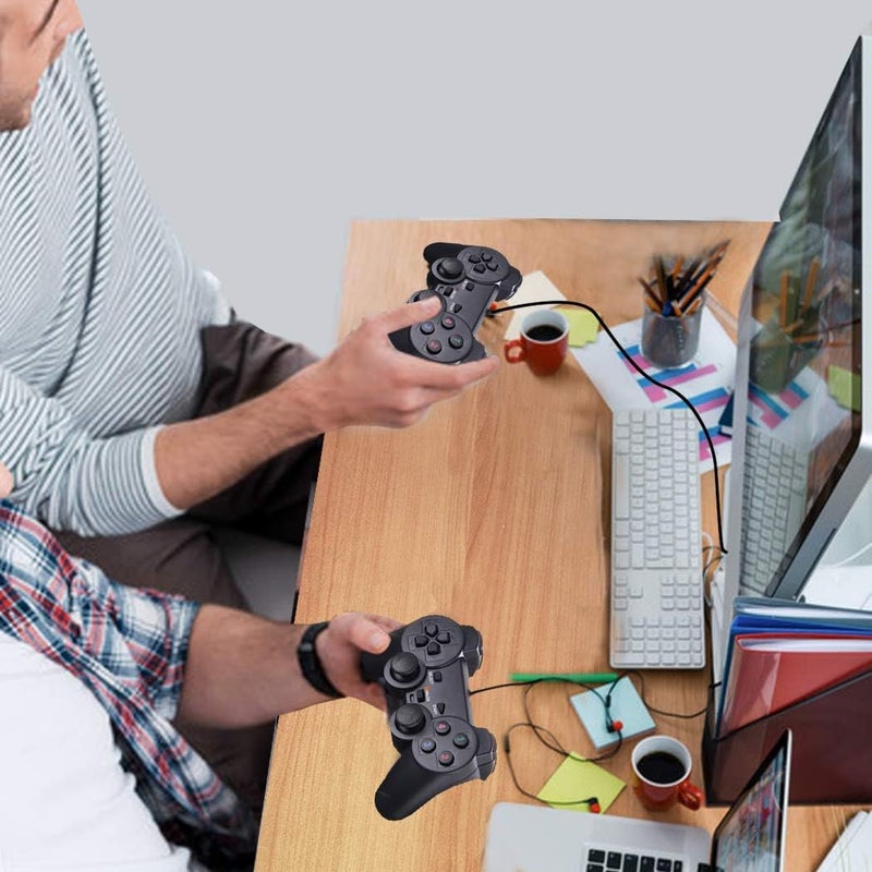 SQDeal 2 Pack USB Joystick Gamepad Gaming Pad Wired Controller with Double Vibration Feedback Motors for PC Computer Laptop Window (Black) - Image 2