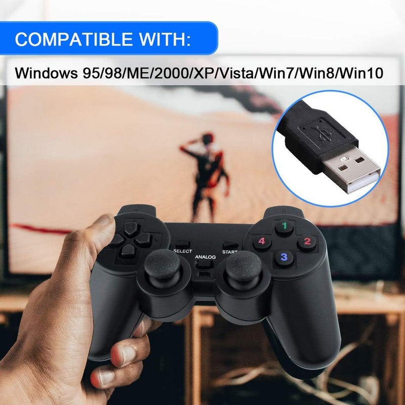 SQDeal 2 Pack USB Joystick Gamepad Gaming Pad Wired Controller with Double Vibration Feedback Motors for PC Computer Laptop Window (Black) - Image 5