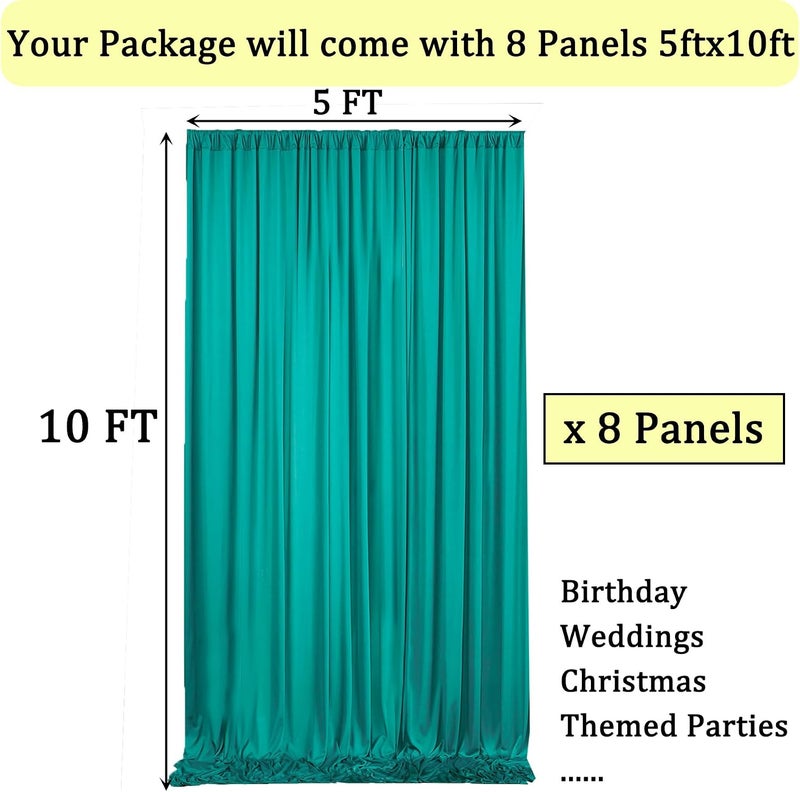 NSSONBEN 40ftx10ft Wrinkle Free Turquoise Backdrop Curtains for Parties, Thick Polyester Teal Photo Backdrop Drape 8 Panels for Wedding Birthday Photography Background Backdrop Stand - Image 3