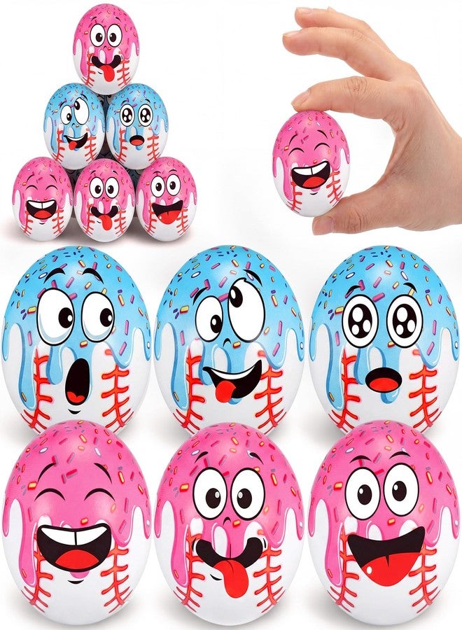 Arrowbash 12 Pcs Mini Face Stress Balls Sport Funny Face Squeeze Foam Balls for Stress and Anxiety Relief for Party Favors Birthday Gift Decoration (Ice Cream Baseball, 1.57") - Image 1
