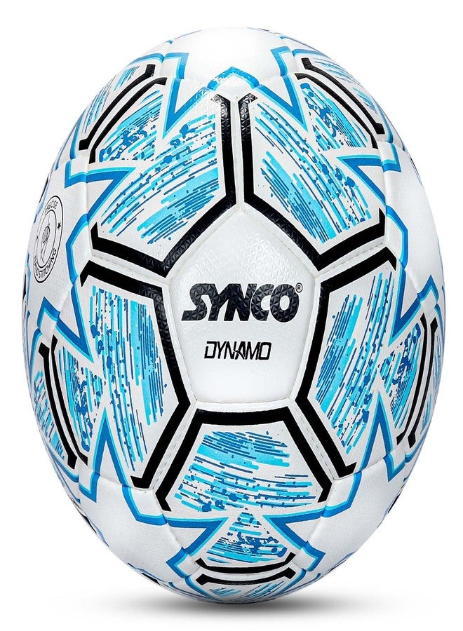 Synco Dynamo Football | FIFA Quality Pro Certified | Professional Match Ball | 32 Panel Hand Stitched PU Football | Water Resistant with Hydra Lock Technology | Size 5 Football for Turf & Hard Grounds